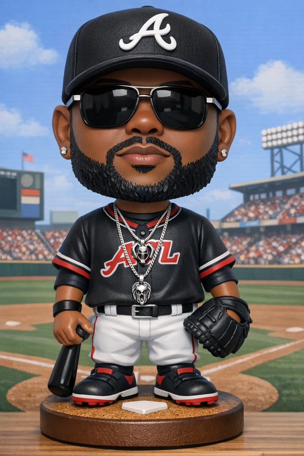 Atlanta baseball bobblehead-style character artwork