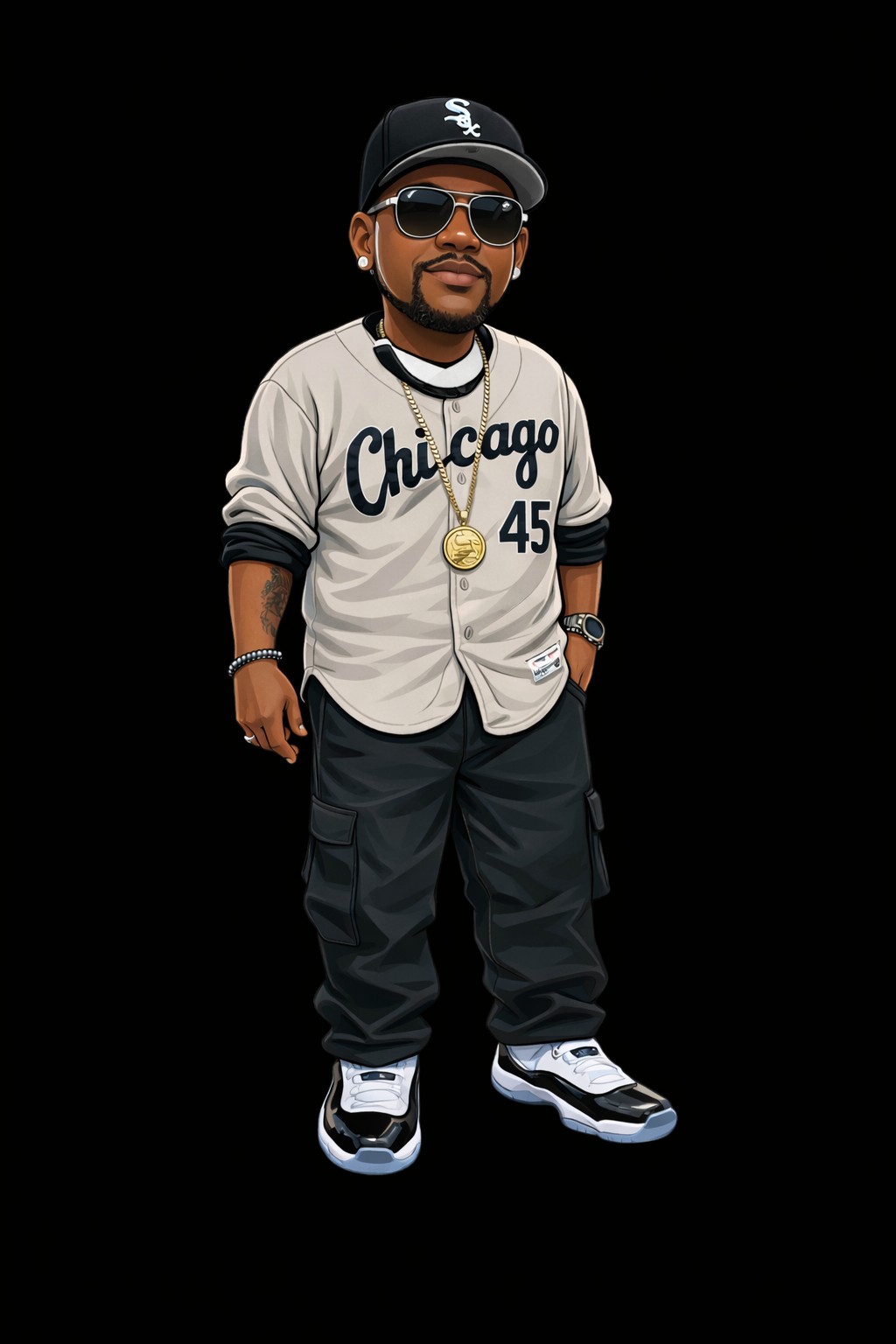 Illustrated Chicago baseball fan character design
