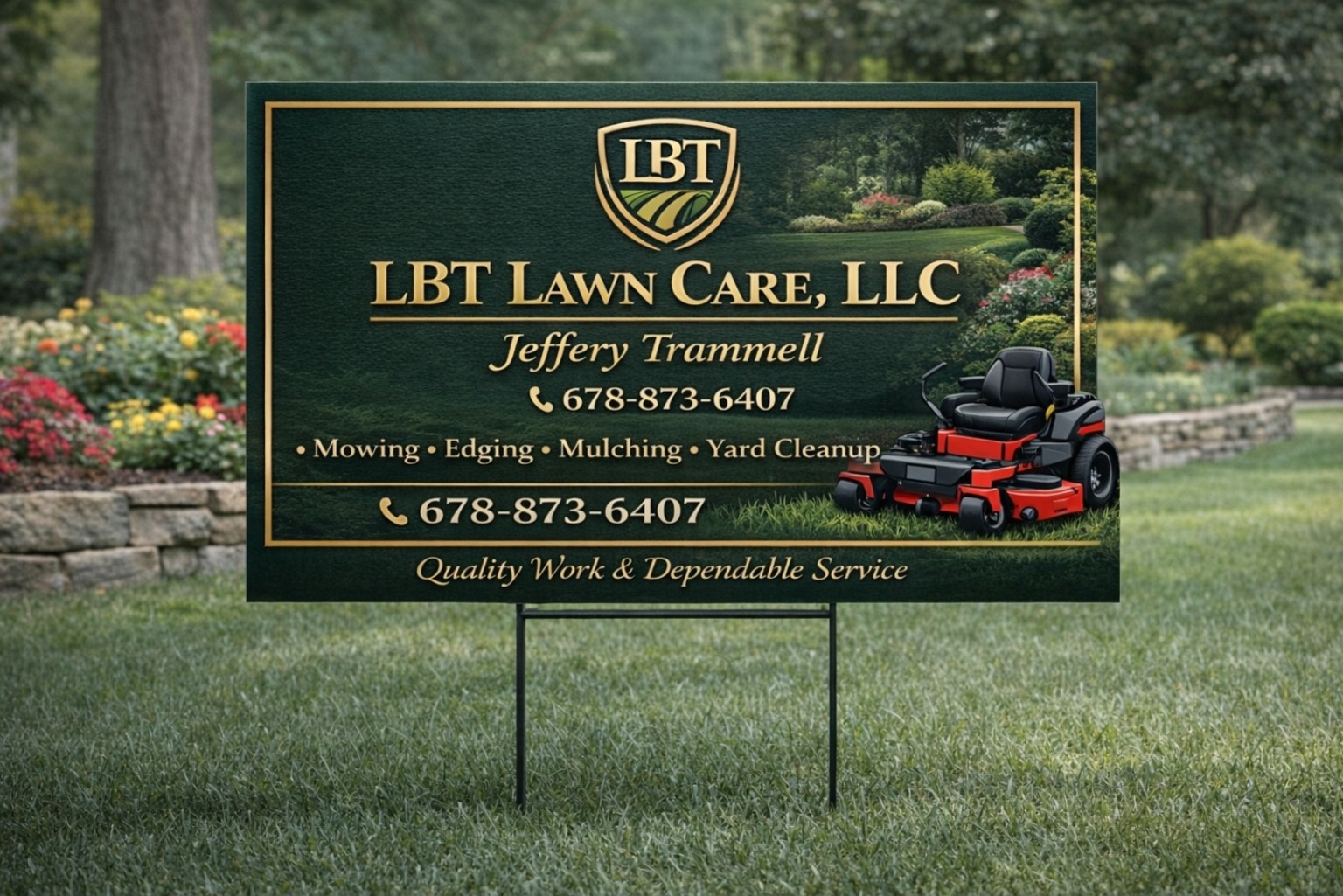 LBT Lawn Care Yard Sign Mockup
